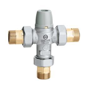  an ASSE 1070-listed thermostatic mixing valve that is equipped with MPT connections.