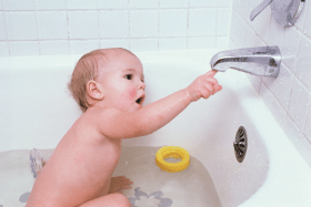 Infant in bathtub