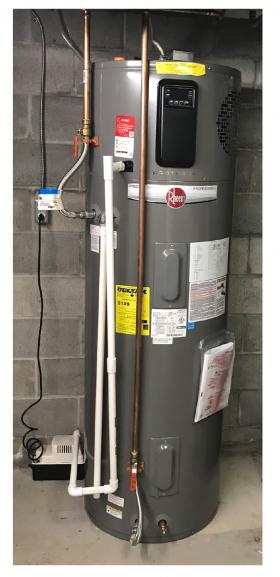 Typical heat pump water heater installation