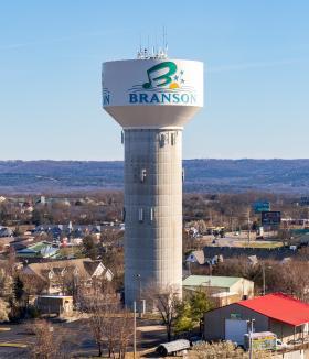 Water tower in city